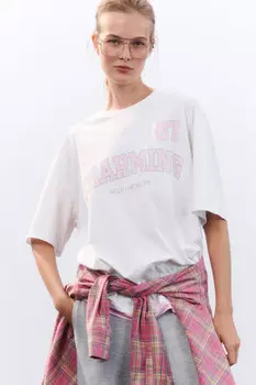 Футболка-поло oversize с принтом