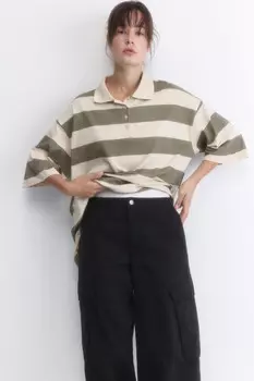 Футболка-поло oversize в полоску