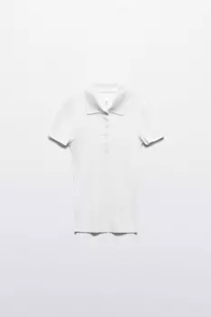 Футболка-поло приталенная в рубчик