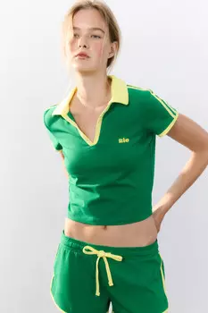 Футболка-поло с лампасами и надписью