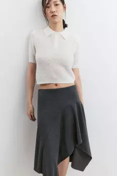 Футболка-поло укороченная вязаная с шерстью