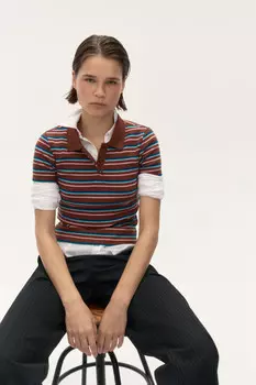Футболка-поло в полоску