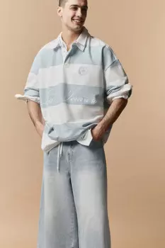 Футболка-поло в полоску с надписью