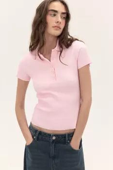 Футболка-поло в рубчик