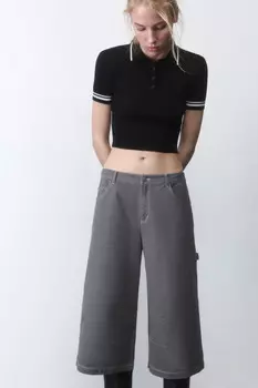 Футболка-поло вискозная в рубчик