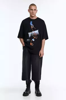 Футболка прямая хлопковая с принтом