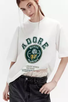 Футболка прямая хлопковая с принтом