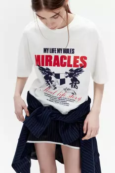 Футболка прямая хлопковая с принтом