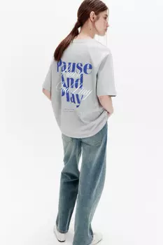 Футболка прямая хлопковая с принтом