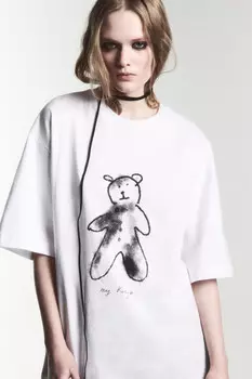 Футболка прямая хлопковая с принтом