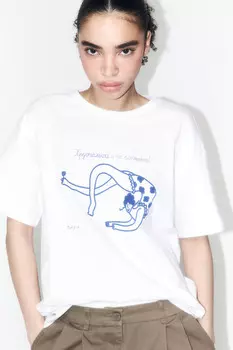 Футболка прямая хлопковая с принтом