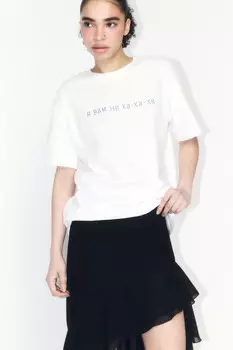 Футболка прямая хлопковая с принтом