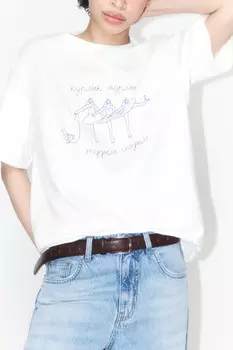 Футболка прямая хлопковая с принтом