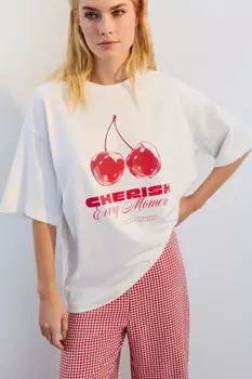 Футболка прямая хлопковая с принтом