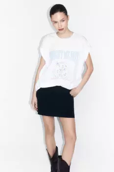 Футболка прямая хлопковая с принтом-надписью