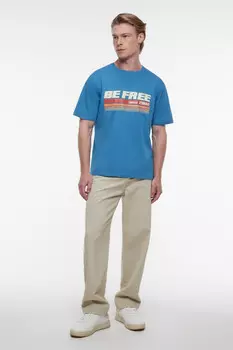 Футболка прямая хлопковая с принтом в стиле ретро