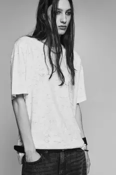 Футболка прямая хлопковая с вареным эффектом