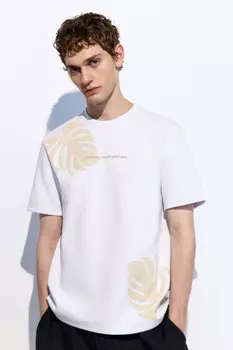 Футболка прямая с принтом и надписью