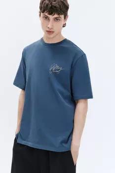 Футболка прямая с принтом-надписью