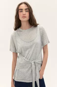 Футболка с имитацией майки и завязками
