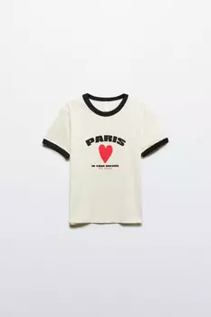 Футболка с контрастной отделкой и принтом