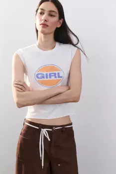 Футболка с принтом и рукавами-крылышками