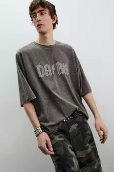 Футболка с вареным эффектом и надписью