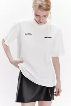 Футболка свободная хлопковая с надписью