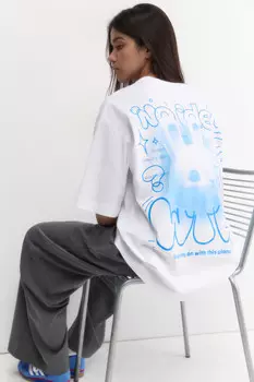 Футболка свободная хлопковая с принтом