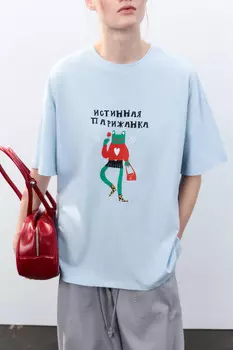 Футболка свободная с принтом