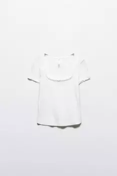 Футболка-топ ажурная с бантиком и кружевом