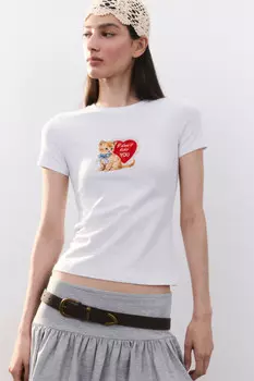 Футболка-топ хлопковая с принтом