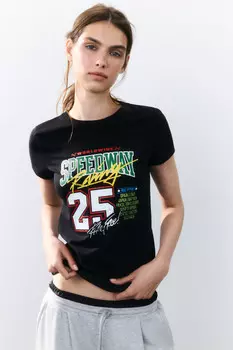 Футболка-топ хлопковая с принтом