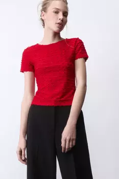 Футболка-топ облегающая с рюшами