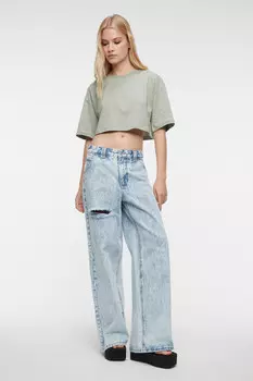 Футболка-топ oversize укороченная однотонная
