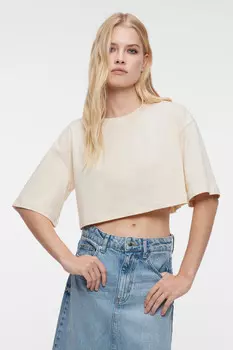 Футболка-топ oversize укороченная однотонная