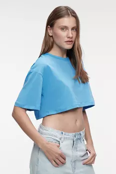 Футболка-топ oversize укороченная однотонная