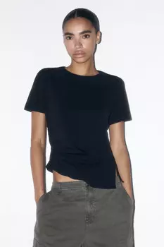 Футболка-топ с асимметричной драпировкой