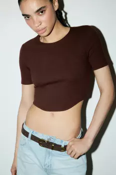 Футболка-топ с фигурным низом