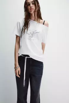 Футболка-топ с открытым плечом