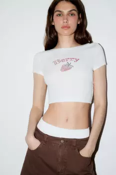 Футболка-топ с принтом из страз