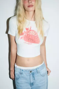 Футболка-топ укороченная с принтом