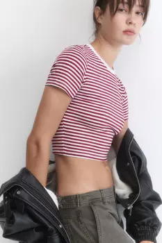 Футболка-топ укороченная в полоску