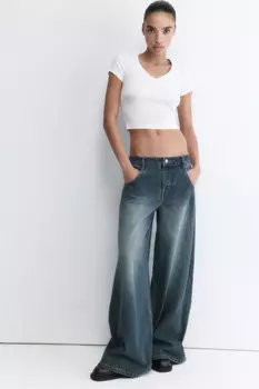 Футболка-топ в рубчик с V-образным вырезом