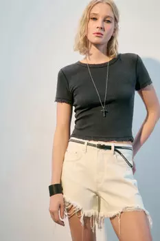 Футболка-топ в рубчик с вареным эффектом