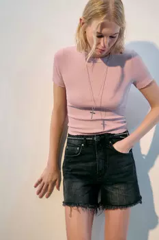 Футболка-топ в рубчик с вареным эффектом