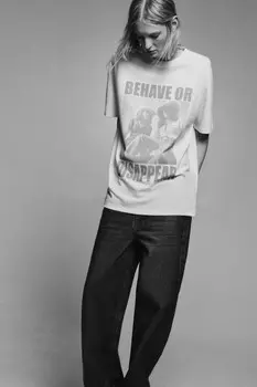 Футболка удлиненная с принтом в стиле гранж