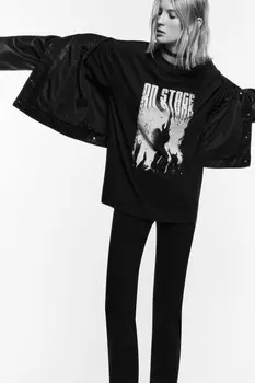 Футболка удлиненная с принтом в стиле гранж