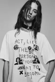 Футболка удлиненная с принтом в стиле гранж