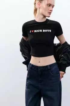 Футболка укороченная с принтом